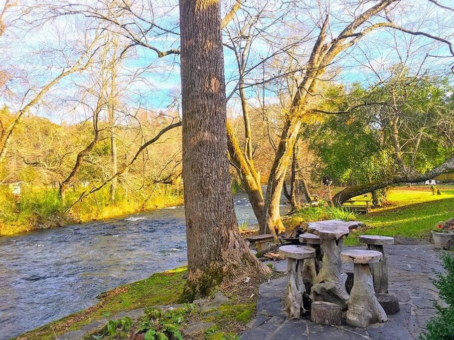 Water's Edge, Covered Porch, Deep Creek as your Backyard Haven, Hot Tub, Pool Table, Fire Pit, Close to Town & Entrance to National Park
